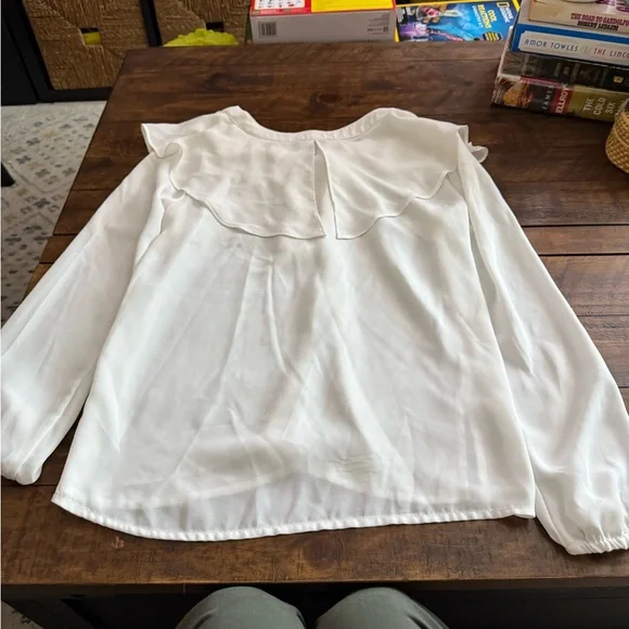 Sz Sm White Ruffled Women's Top Pirate Vintage Flowy - Picture 2 of 5